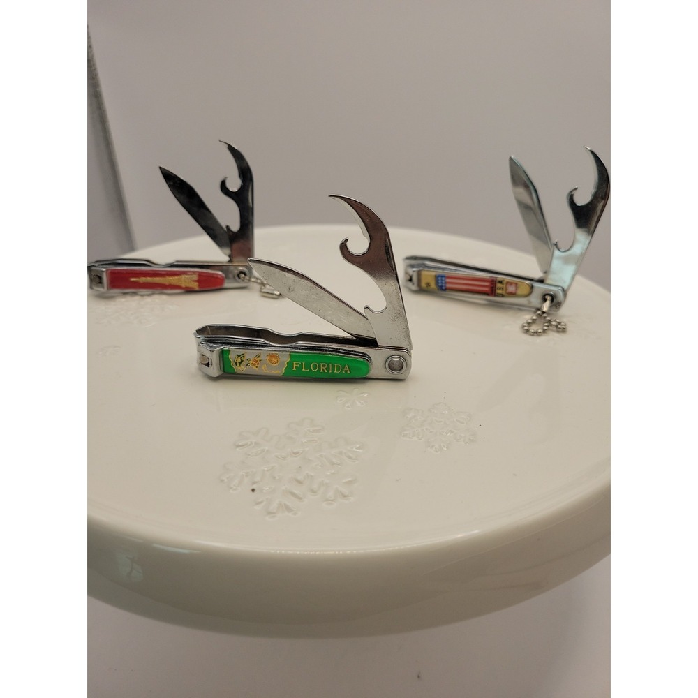 Vintage Souvenir Multi-Tool Nail Clipper Lot of 3 - Paris, Florida, USA -...